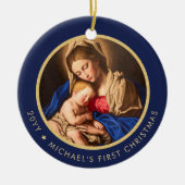 Religieuze Madonna & Child Baby's 1e Kerstmis Keramisch Ornament (Voorkant)