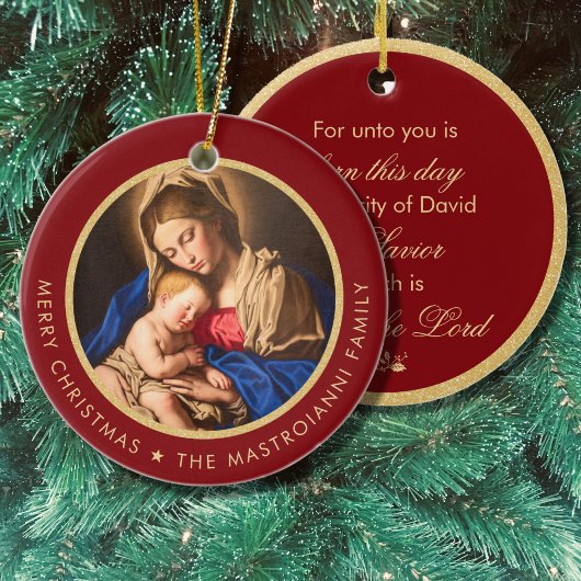 Religieuze Madonna en kerstcadeautjes voor kindere Keramisch Ornament