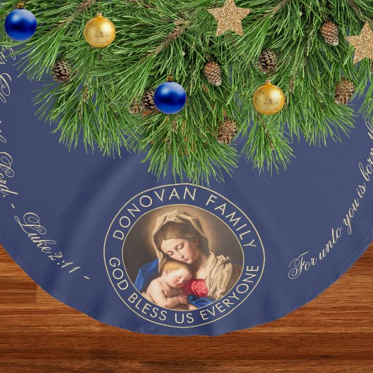 Religieuze Madonna en kind Bijbel Verse Kerstmis Kerstboom Rok