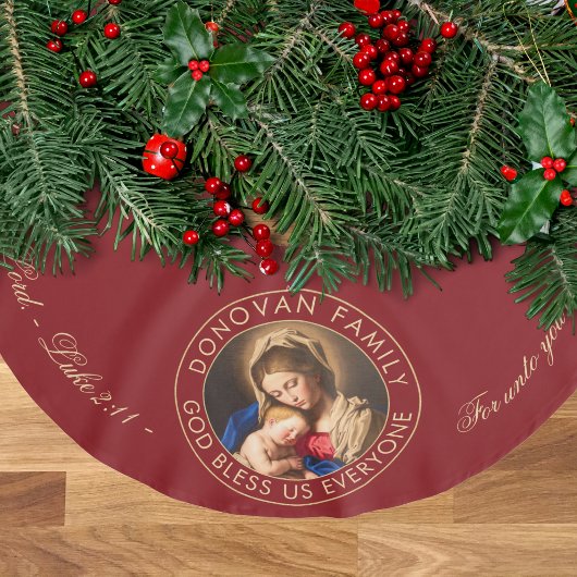 Religieuze Madonna en kind Bijbel Verse Kerstmis Kerstboom Rok