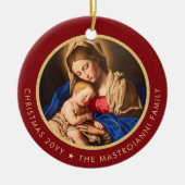Religieuze Madonna en kindfoto's met kerstmis Keramisch Ornament (Voorkant)