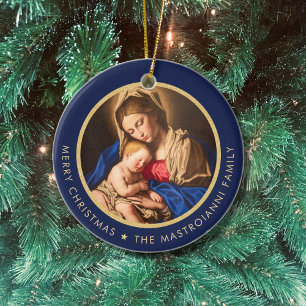 Religieuze Madonna en kindkatholieke kerstcadeautj Keramisch Ornament
