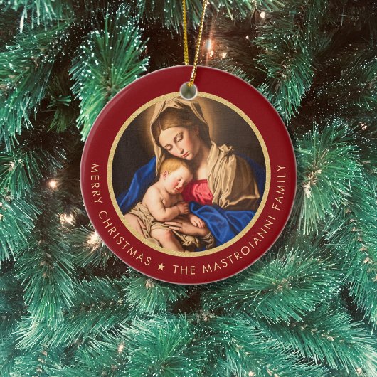 Religieuze Madonna en kindkatholieke kerstcadeautj Keramisch Ornament