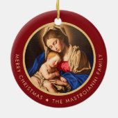 Religieuze Madonna en kindkatholieke kerstcadeautj Keramisch Ornament (Achterkant)