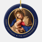 Religieuze Madonna en kindkatholieke kerstcadeautj Keramisch Ornament (Achterkant)