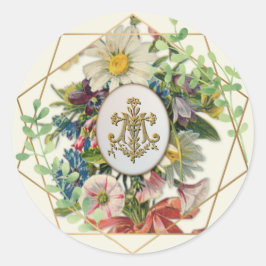Religieuze Marian Cross  Floral Katholiek Ronde Sticker