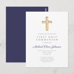 Religieuze marineblauwe jongens eerste communie ui briefkaart