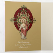 Religieuze massa met een heilig hart Jezus Tri-Fol Drieluik Kaart (Binnenzijde eerst)