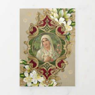 Religieuze massaaanbieding voor de Maagd Mary Tri- Drieluik Kaart
