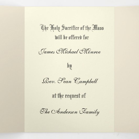 Religieuze massaaanbieding voor de Maagd Mary Tri- Drieluik Kaart (Binnenkant midden)