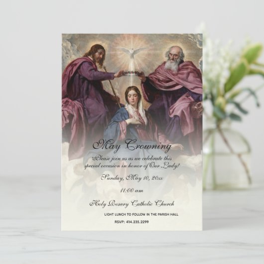 Religieuze May Crowning Mary Moederdag Kaart (Staand voorkant)