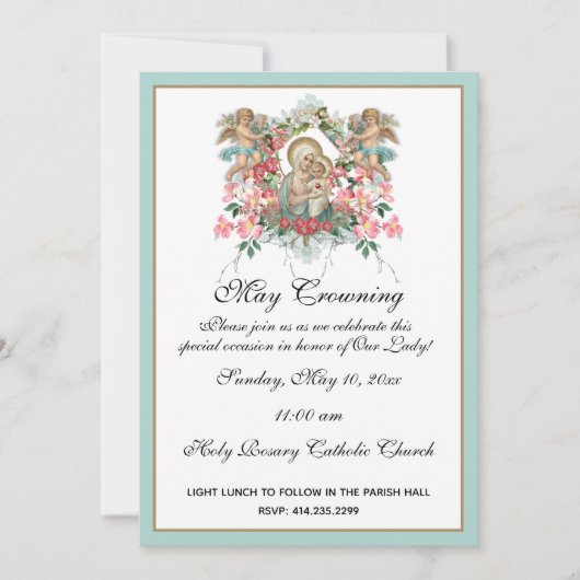 Religieuze Mei Krowning Mary Moederdag Jesus Kaart (Voorkant)