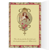 Religieuze meisjesgel die gewelddadige roze rozen  (Binnen (Links))