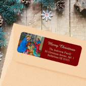 Religieuze middeleeuwse Christelijke kerststal Etiket