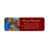 Religieuze middeleeuwse Christelijke kerststal Etiket (Voorkant)