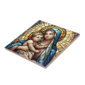 Religieuze moeder en kind tegeltje (Zijkant)