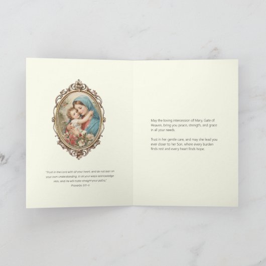 Religieuze Moeder Maria Bloemen Aanmoediging Kaart (Binnen)