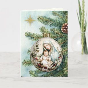 Religieuze Moeder Maria Jezus Aquarel Kerst Feestdagen Kaart