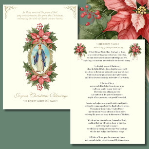 Religieuze Moeder Maria Poinsettia Katholiek Gebed Feestdagenkaart