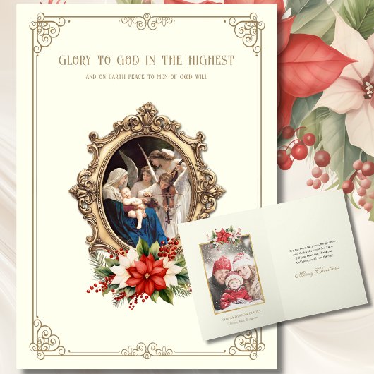 Religieuze Moeder Mary Angels Baby Jesus Foto Feestdagen Kaart