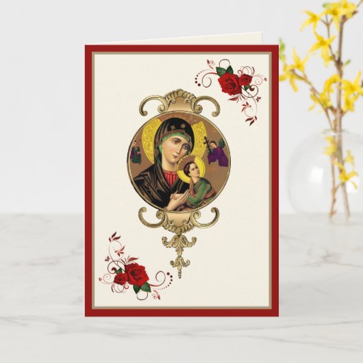 Religieuze moeder Perpetuele hulp Katholieke Jezus Kaart (Gele Bloem)