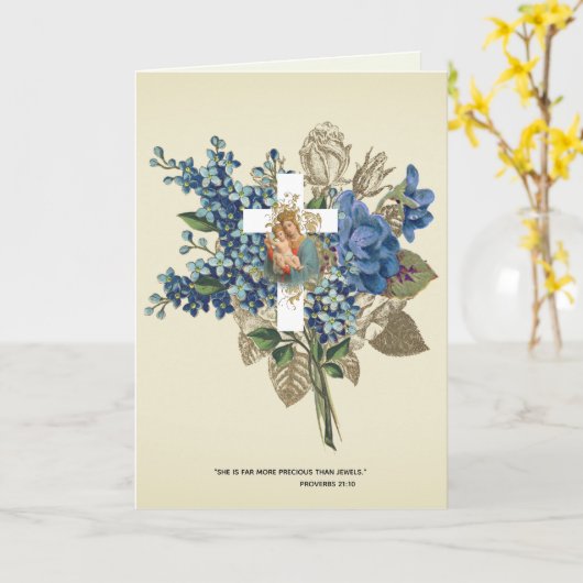 Religieuze Moederdag Gezegende Maagd Maria  Kaart (Gele Bloem)