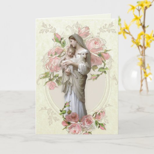 Religieuze Moederdag Gezegende Maagd Maria  Kaart (Gele Bloem)