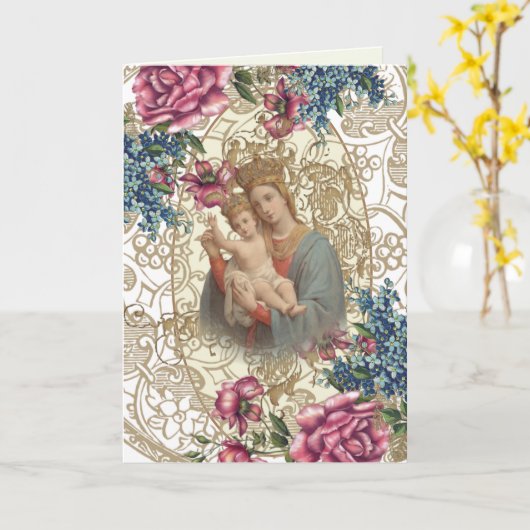 Religieuze Moederdag Gezegende Maagd Maria Kaart (Gele Bloem)