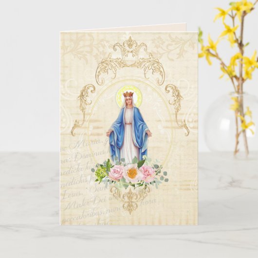 Religieuze Moederdag Gezegende Maagd Maria  Kaart (Gele Bloem)