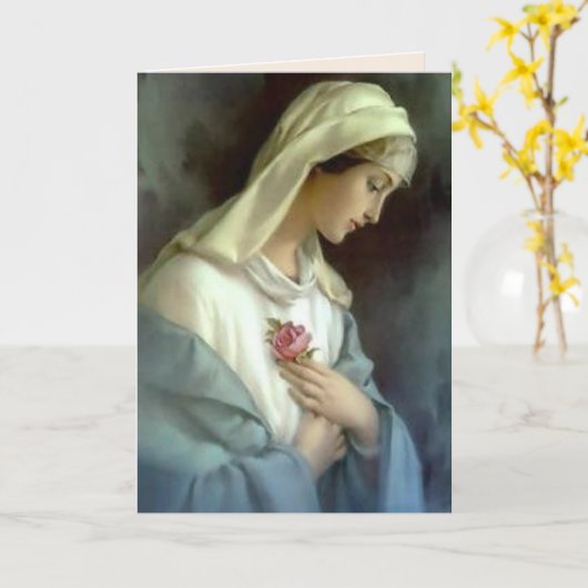 Religieuze Moederdag Gezegende Maagd Mary Roos Kaart (Gele Bloem)