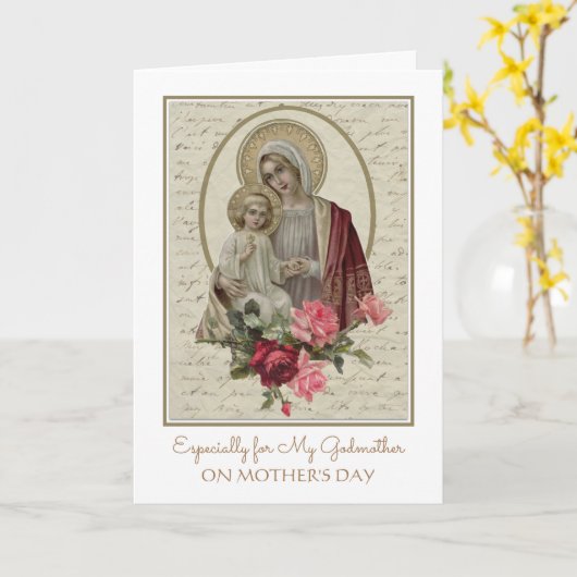 Religieuze Moederdag Godmoeder katholieke Kaart (Gele Bloem)