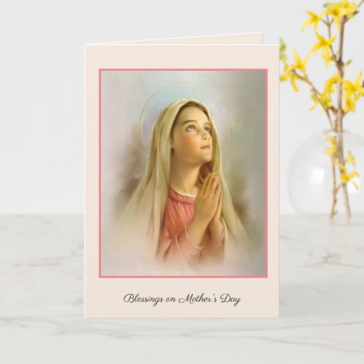 Religieuze Moederdag Heilige Maagd Maria Kaart (Gele Bloem)