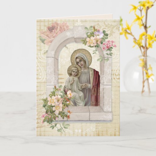 Religieuze Moederdag Maagd Maria Jezus Kaart (Gele Bloem)