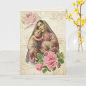 Religieuze Moederdag Maagd Maria Lam Jezus Kaart (Gele Bloem)
