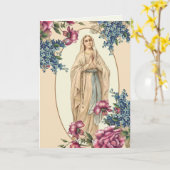 Religieuze Moederdag Maagd Maria Vintage Kaart (Gele Bloem)