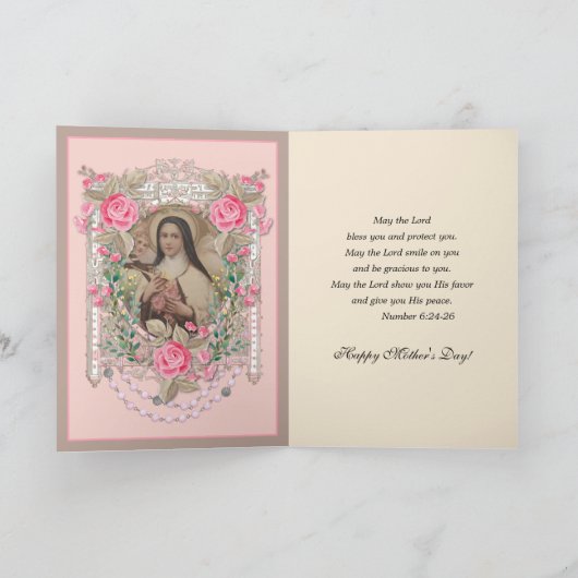 Religieuze Moederdag St. Therese Catholic Kaart (Binnen)