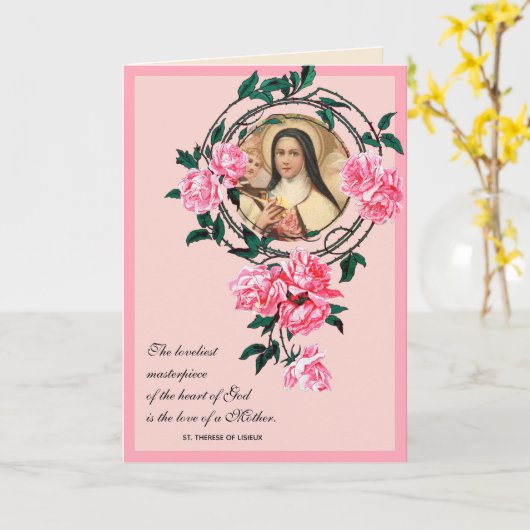 Religieuze Moederdag St. Therese Kaart (Gele Bloem)
