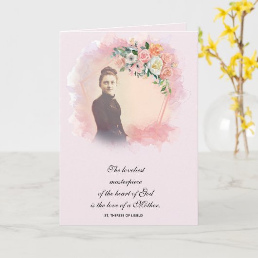 Religieuze Moederdag St. Therese katholieke kaart (Gele Bloem)