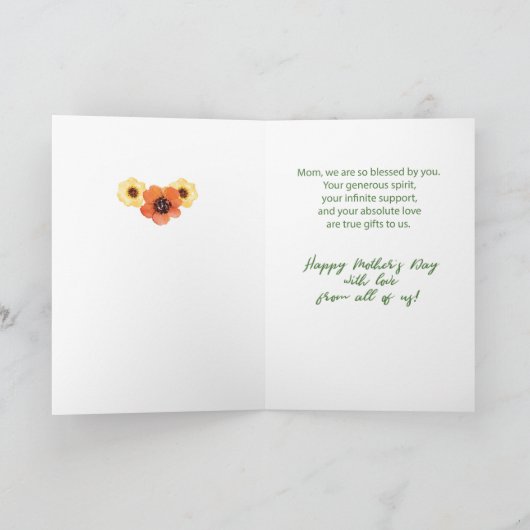 Religieuze Moederdag van Oudere Kinderen Kaart (Binnen)