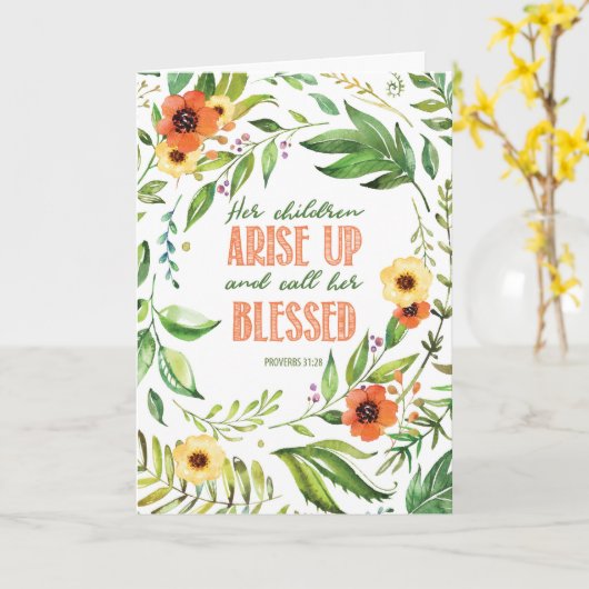 Religieuze Moederdag van Oudere Kinderen Kaart (Gele Bloem)