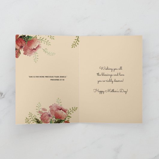 Religieuze Moederdag zonder maagd-bloemen Kaart (Binnen)