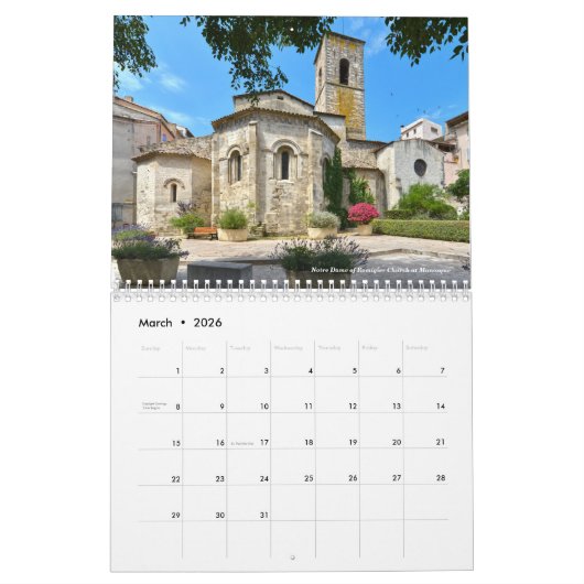 Religieuze monumenten in Frankrijk: 12 maanden kal Kalender (Mar 2026)