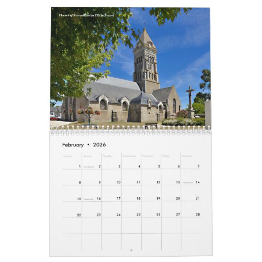 Religieuze monumenten in Frankrijk: 12 maanden kal Kalender (Feb 2026)