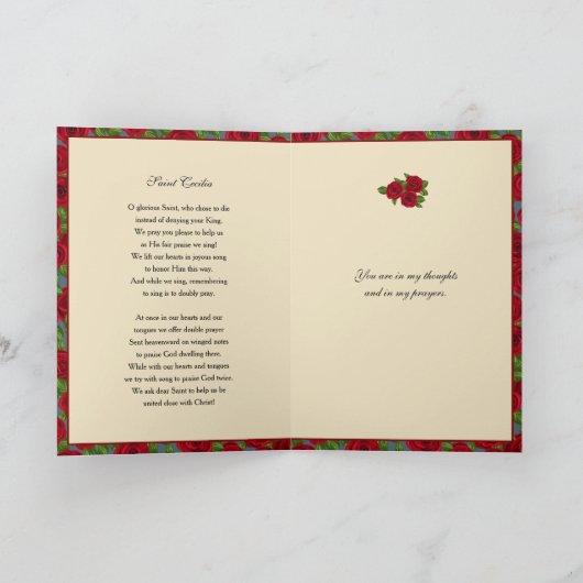 Religieuze Musical St. Cecilia katholieke Prayer Kaart (Binnen)