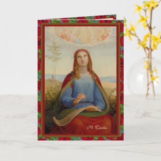 Religieuze Musical St. Cecilia katholieke Prayer Kaart (Gele Bloem)