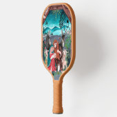 Religieuze nativiteitsscène blauw, rode Mary & Jez Pickleball Paddle (Links)