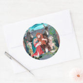 Religieuze nativiteitsscène blauw, rood Mary & Jos Ronde Sticker (Envelop)