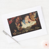 Religieuze Nativiteitsscène Gold-kalligrafie Rechthoekige Sticker (Envelop)