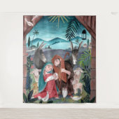 Religieuze nativiteitsscène Mary & baby Jesus Wandkleed (Voorkant)