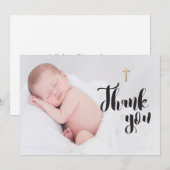 Religieuze Newborn Baby Foto Baptisme Hartelijk da Bedankkaart (Voorkant / Achterkant)